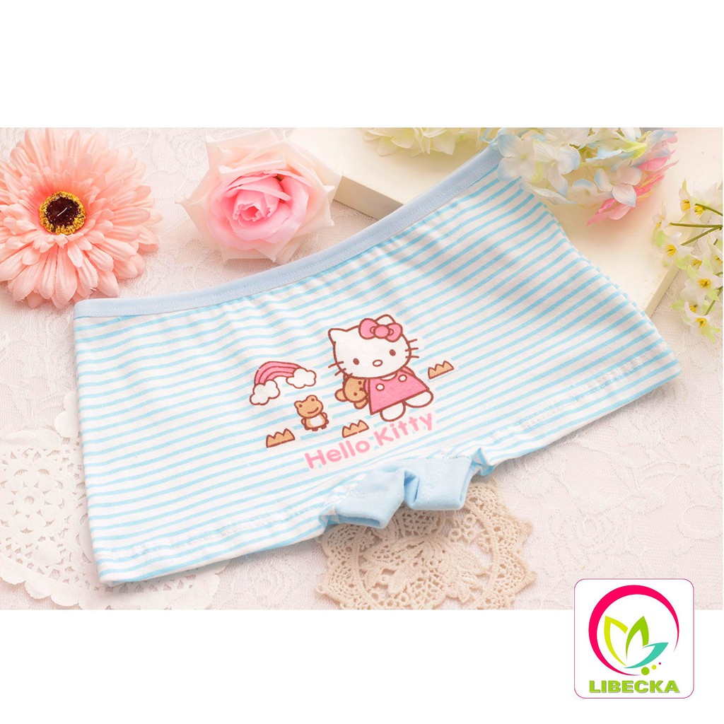 Quần chíp đùi cho bé gái hoạt hình mèo sọc siêu dễ thương siêu đẹp Cotton tự nhiên kháng khuẩn cao cấp LIBECKA QLTE01MS