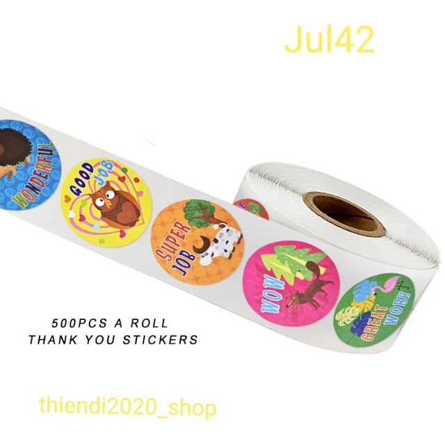 JUL42- Sticker khen thưởng , tạo hứng thú cho bé học tiếng Anh hàng loại dày