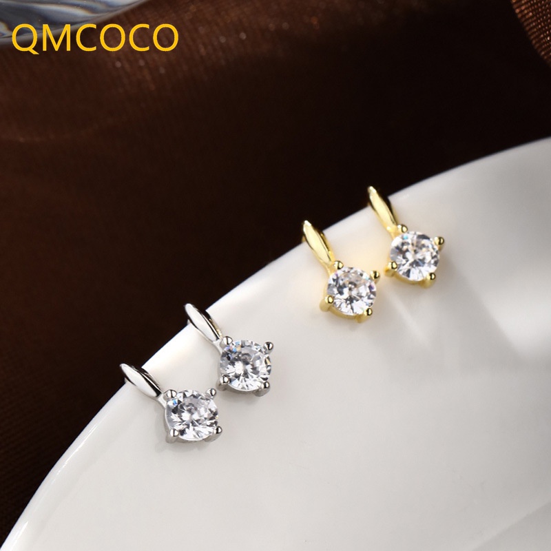 Bông Tai Mini Đính Đá Zircon Màu Vàng / Bạc Phong Cách Cổ Điển Sang Trọng Thời Trang Cho Nữ