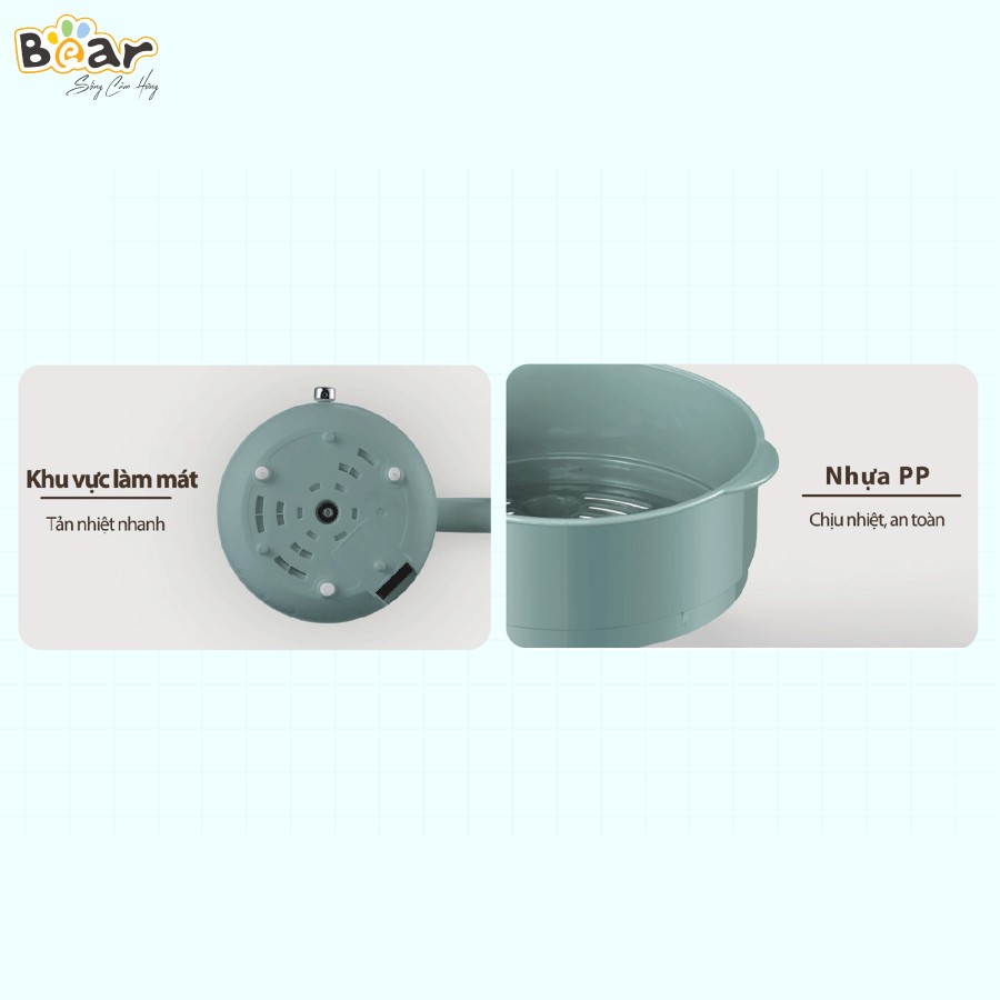 [Hỏa Tốc - HCM] Nồi Lẩu Điện Mini/Hấp Đa Năng Bear 2 Tầng Dung Tích 1.2L DRG-D12M5 | BH 18 Tháng | Mimax Store