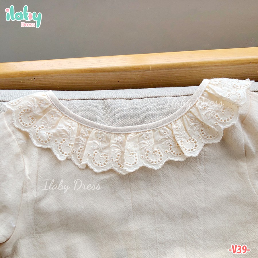 Đồ bộ cho bé gái ILABY thô cara phối ren [V39]