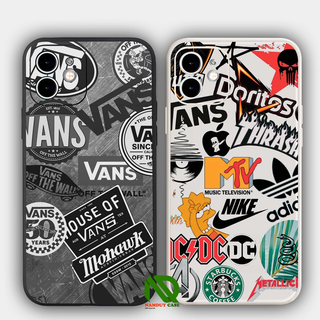 Ốp lưng iPhone 6/6s/7/8/X/XS/11/12/13 Pro Plus Max viền vuông chống sốc bảo vệ camera silicon mềm hình VANS VAN12