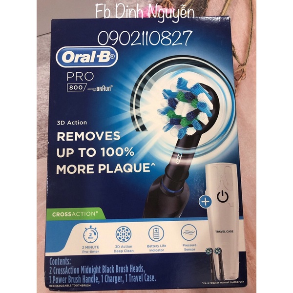 Bàn chải điện Oral b Pro800 CrossAction -Bàn Úc