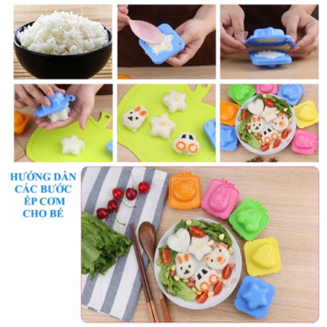 (Chuẩn hàng Nhật) Set 2 khuôn tạo hình cơm bento Kokubo