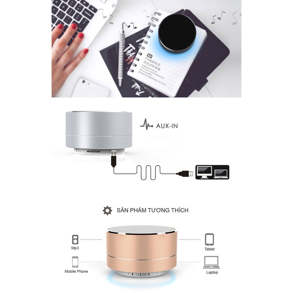 {RẺ GIẬT MÌNH} Loa bluetooth mini có đèn LED đủ màu hỗ trợ USB/FM/AUX/thẻ nhớ TF