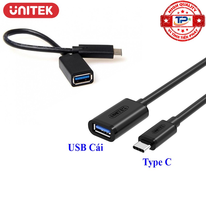 Cáp chuyển USB 3.1 USB Type-C sang USB 3.0 female Unitek Y-C476BK ( OTG USB-C to USB-A female )