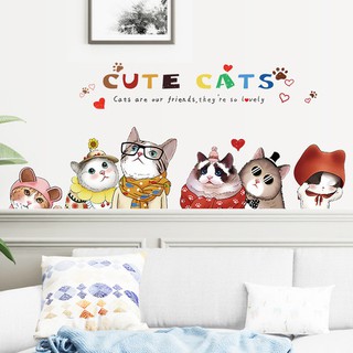 decal dán tường mèo cute