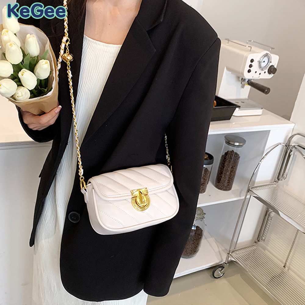 Túi xách nữ KeGee Túi Đeo Chéo Da PU Dây Xích Phong Cách Hàn Quốc Thời Trang Cho Nữ