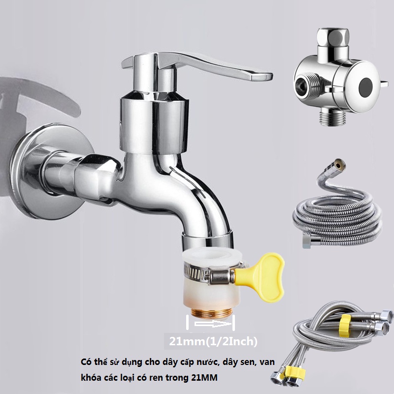 Đầu nối vòi lọc nước đa năng bằng silicon màu trắng-Có thể sử dụng cho dây cấp nước, dây sen, 21MM