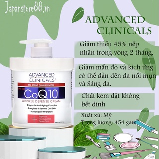 [MỸ] kem dưỡng da Advanced Clinicals CoQ10 Wrinkle Defense Cream, 454g