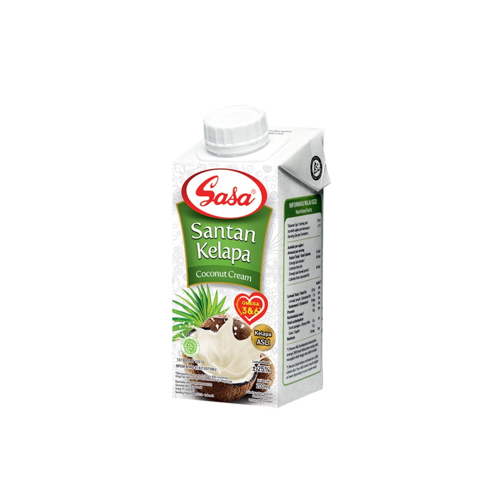 NƯỚC CỐT DỪA DẠNG KEM COCONUT CREAM SASA 200ML - NHẬP KHẨU INDONESIA