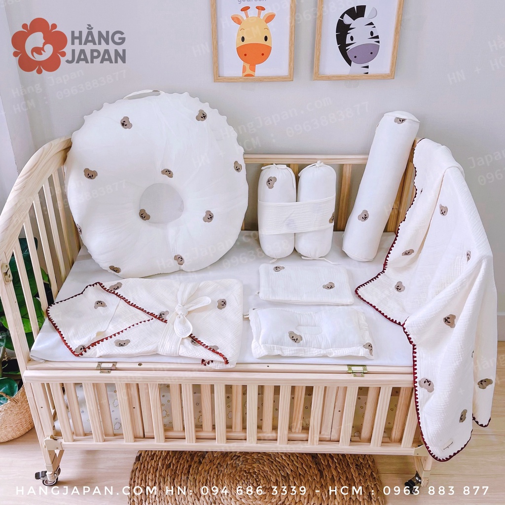 Set chăn kèm gối lõm sơ sinh Muslin MOCHEE