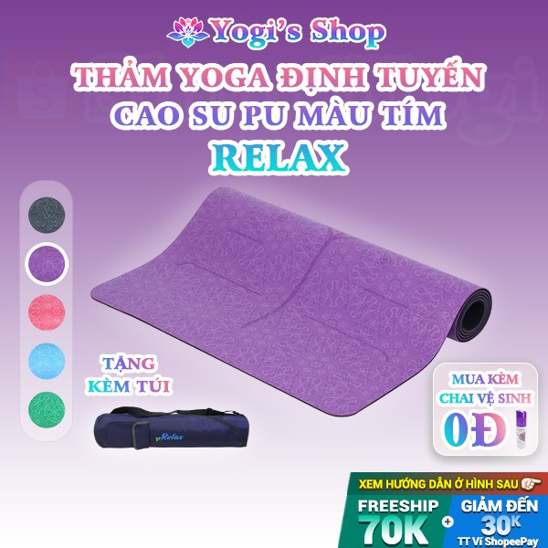 Thảm Yoga Định Tuyến Relax Cao Su Thiên Nhiên PU Màu Tím (Tặng Túi Đựng)