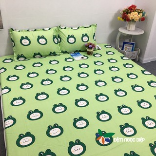 Bộ ga gối poly cotton mẫu ếch xanh