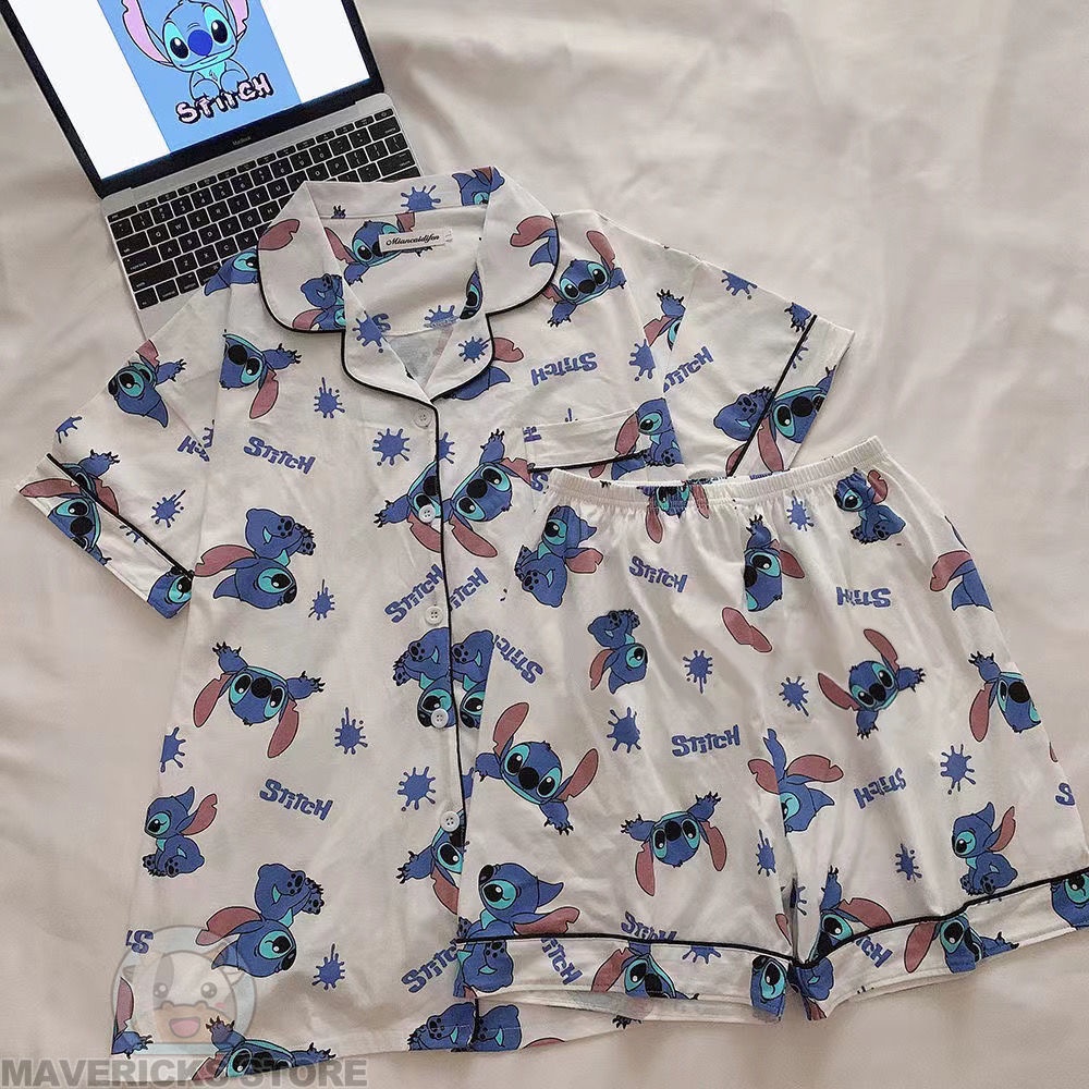Bộ Đồ Ngủ In Hình Stitch Dễ Thương Dành Cho Nữ