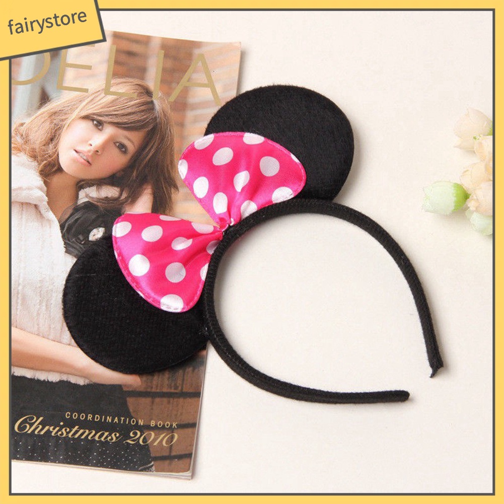 Băng Đô Cài Tóc Phối Tai Chuột Mickey Đáng Yêu Cho Bé Gái