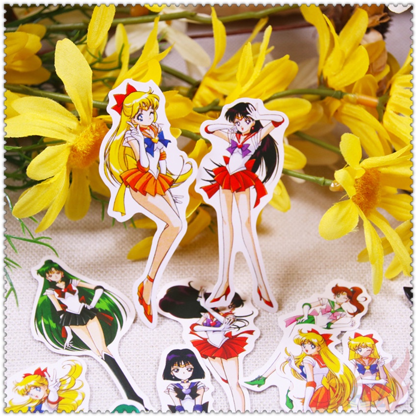 ❉ Miếng Dán Trang Trí Sổ Tay Hình Thủy Thủ Mặt Trăng ❉ Bộ 14 Hình Dán Trang Trí Sổ Lưu Niệm Xinh Xắn