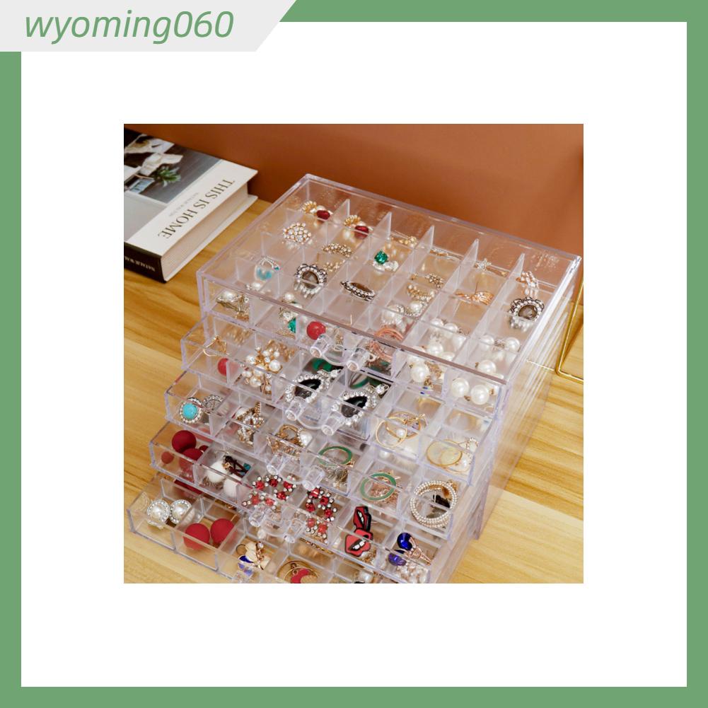 Wyoming060 5 Layer Transparent Jewelry Box Drawer Type Dustproof Storage 120 Compartm