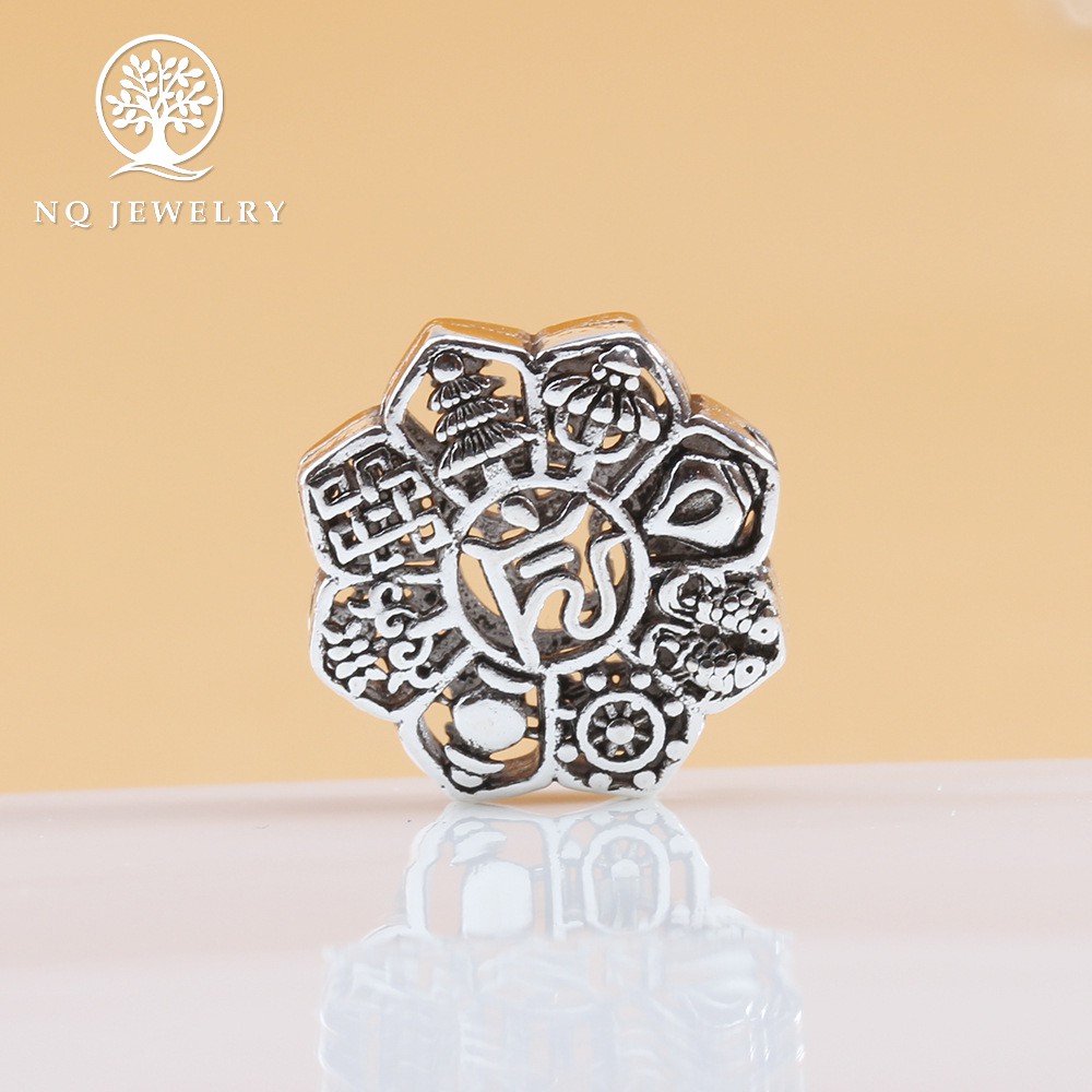 Charm bạc hoa 8 cánh - Charm bạc S925 bát bảo cát tường NQ Jewelry