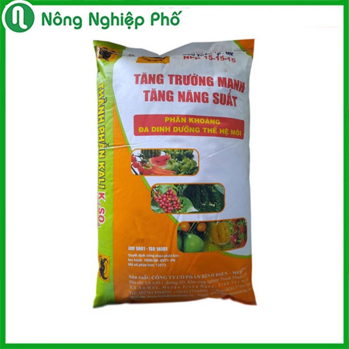 Phân Bón Đầu Trâu NPK 15-15-15 Tăng Trưởng Mạnh, Năng Suất Cao Gói 1 Kg