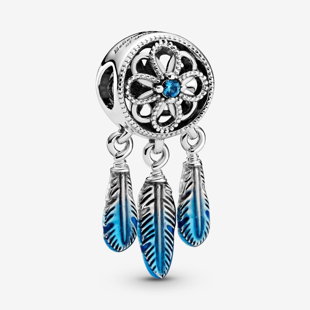 Pandora Set 3 Dây Chuyền Bạc S925 Mặt Hình Dream Catcher Màu Xanh Dương