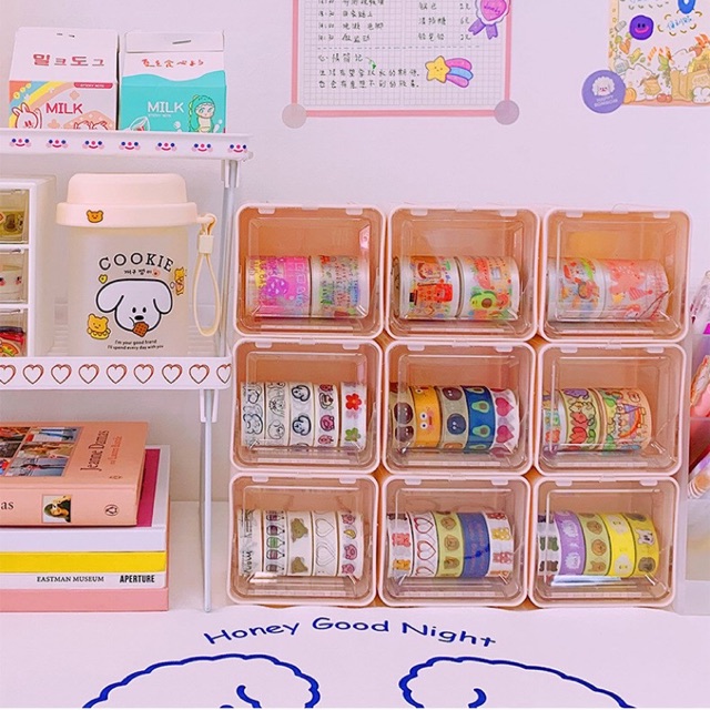 Hộp đựng Washi Tape trang trí bàn học trong suốt nhỏ gọn cute