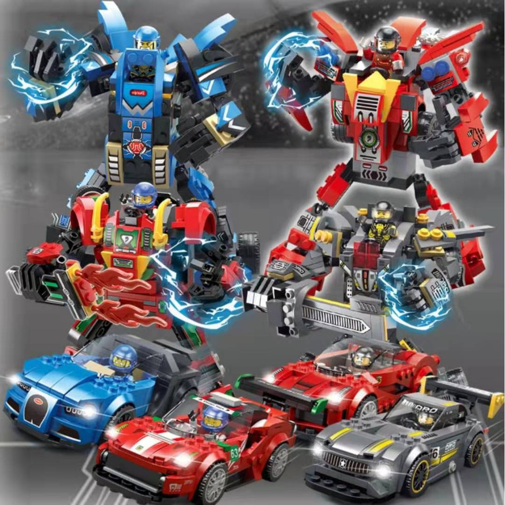 Đồ chơi lego xếp hình lắp ráp wangao 7021~7024 - xe hơi biến hình người máy