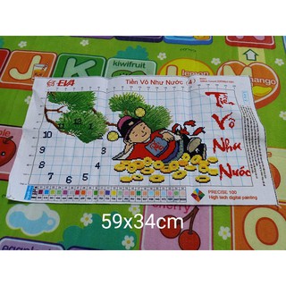 (Đã Thêu) Tranh Thêu Chữ Thập Thần Tài Tiền Vô Như Nước 8053