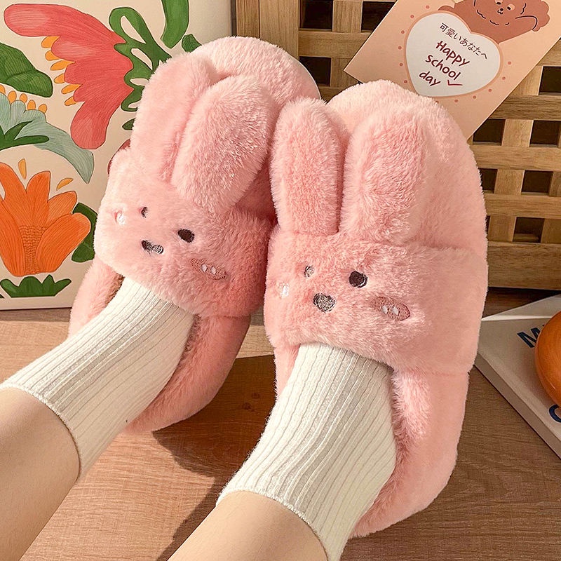 Dép Bông Đi Trong Nhà Giữ Ấm Kiểu Dáng Dễ Thương Dành Cho Nữ