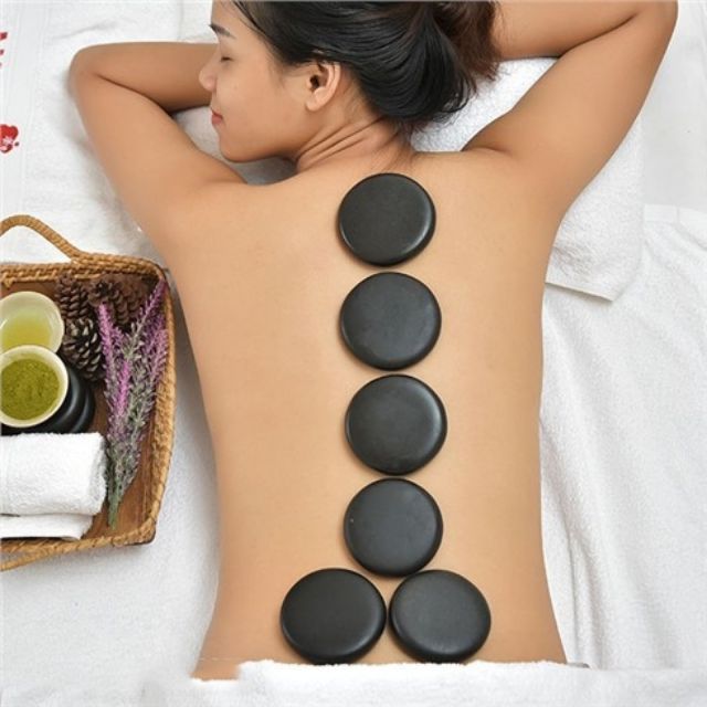 Đá nóng viên to, massage body, đả thông kinh lạc