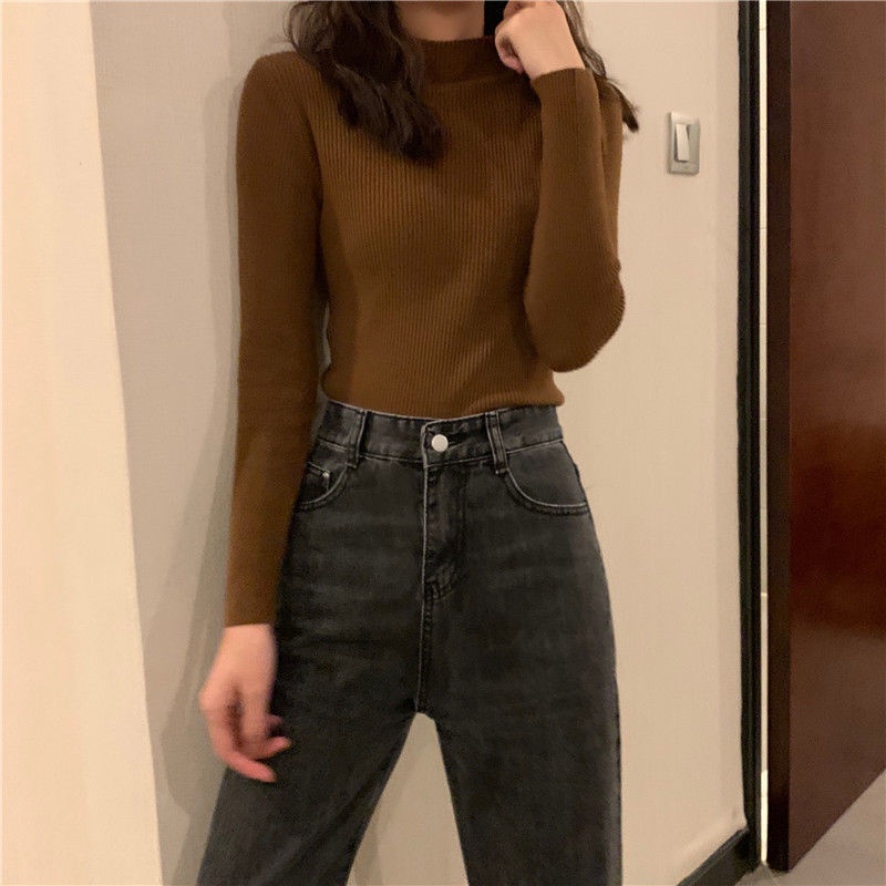 Áo Len Tay Dài Cổ Lọ Thiết Kế Mới Đơn Giản Thời Trang Dành Cho Nữ