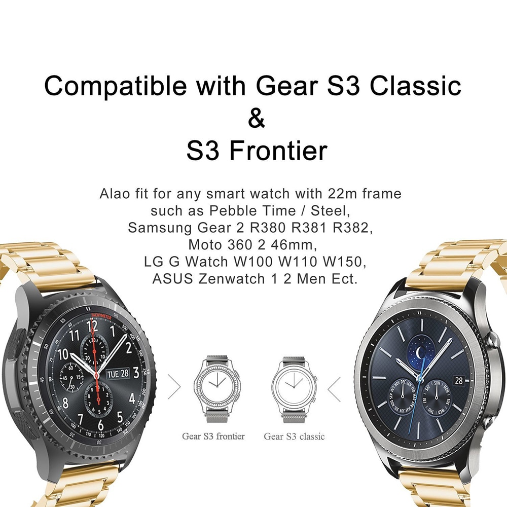 Dây Đeo Kim Loại 20mm / 22mm Cho Đồng Hồ Thông Minh Samsung Galaxy Watch 3 42mm Active Gear S3 Amazfit Gts 2 Gtr Gtr2 Huawei Gt 2e Pro