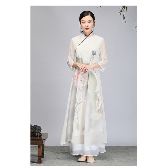 Áo dài váy sườn xám kiểu cổ trang trung hoa trung quốc hán phục đồng phụ bàn trà spa