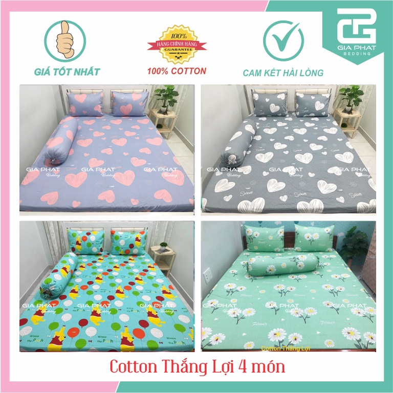 [ Link 2] Bộ ga giường gối Cotton Thắng Lợi 4 món 100% chuẩn logo ( được chọn mẫu)