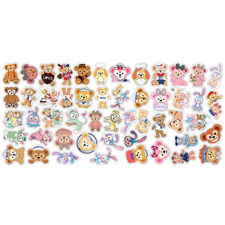 Set 20 sticker hình dán thỏ gấu cute chống nước dán sổ tay, mũ bảo hiểm, xe máy, bình nước, vali, ván trượt siêu hot