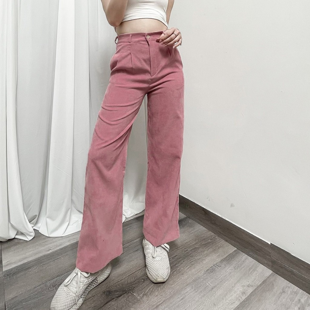 Quần jean nữ ống rộng lưng cao suông đứng dài chất nhung tăm cạp khóa trước bigsize T18 STORE QJ04