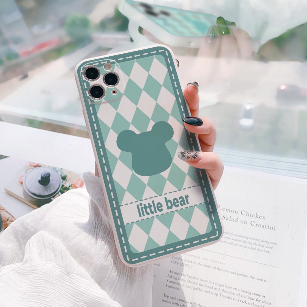 Ốp lưng iphone Bear xanh cạnh vuông 6/6plus/6s/6splus/7/7plus/8/8plus/x/xr/xs/11/12/13/pro/max/plus/promax e204