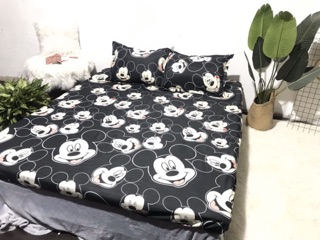 Bộ Ga Gối 3 Món Cottong Poly - Micki Đen