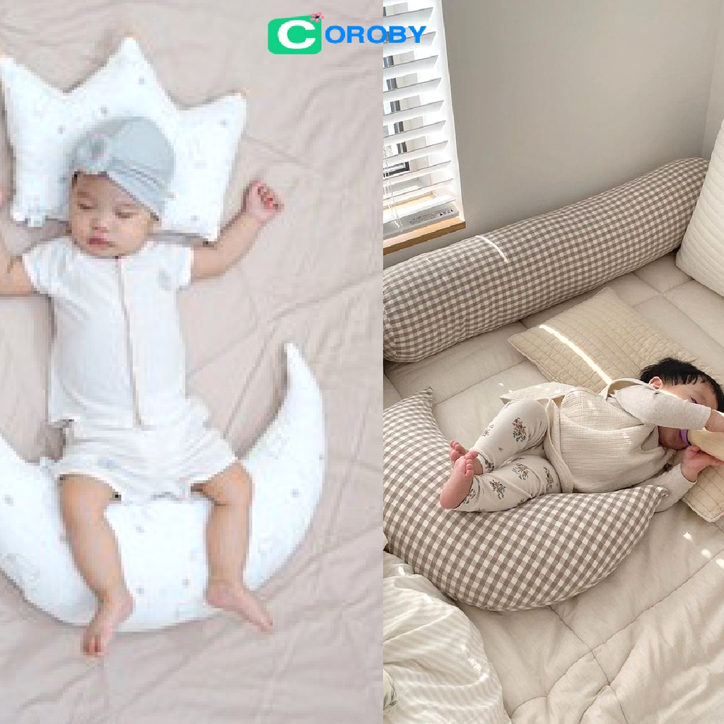 Gối Ôm cho Bé hình ánh trăng ngộ nghĩnh cực đáng yêu 2 lớp chất liệu Cotton siêu mát kèm gối lõm êm ái mềm mịn