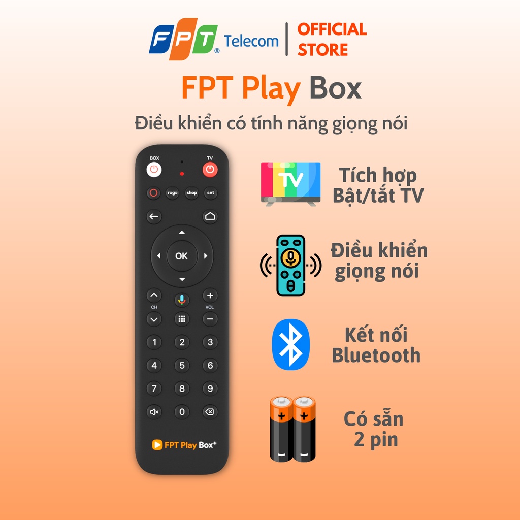 Remote FPT Play Box - Có Tính Năng Điều Khiển Giọng Nói - Kết Nối Bluetooth - Google Assistant