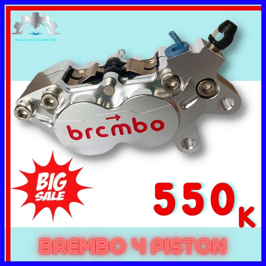 Heo dầu BRCMBE 4piston, Có Pát CNC cả Trước và Sau cho tất cả các dòng xe, size đĩa Zin, 220mm, 245mm, 260mm, 290mm