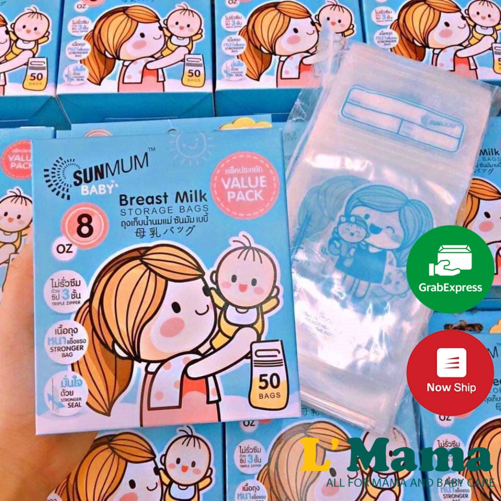 Hộp 30 Túi Trữ Sữa Sunmum Thái Lan Dung Tích 100ml 3 Khóa Zip Chắc Chắn