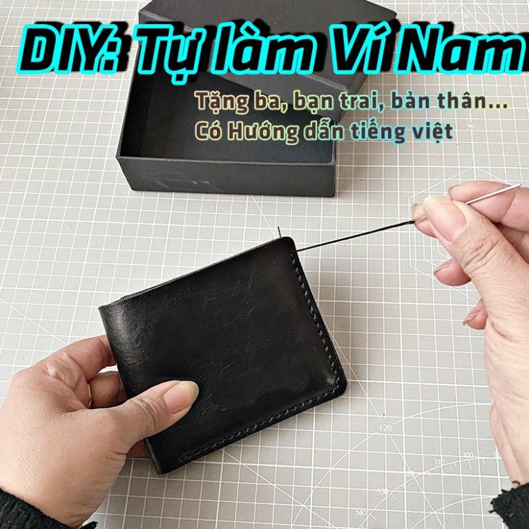 Tự làm Ví da, bóp da cho bạn trai, Nam giới để đựng tiền, có video hướng dẫn, chất liệu cao cấp, ví handmade 2022