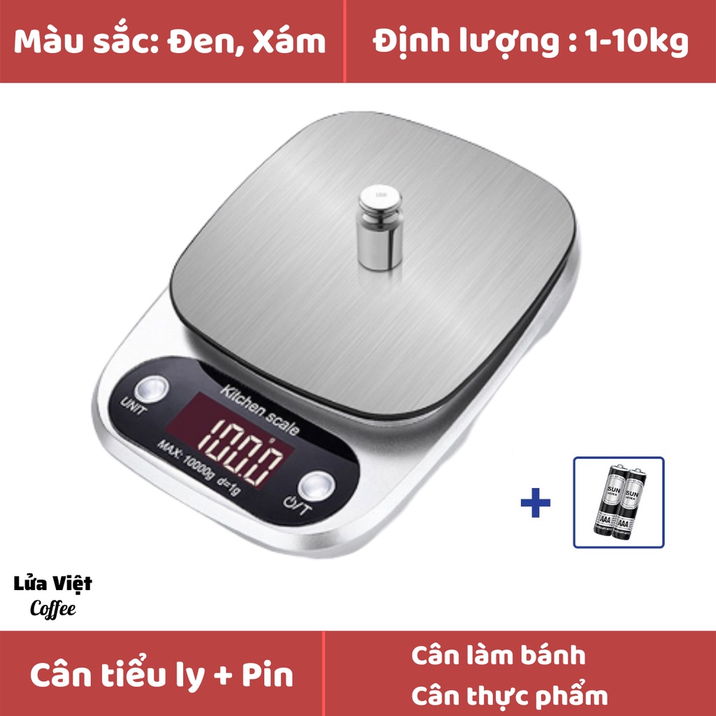 Cân Tiểu Li điện tử nhà bếp kitchenn định lượng 0,1-3kg làm bánh cân cao cấp 3kg tặng kèm 2 viên pin AA