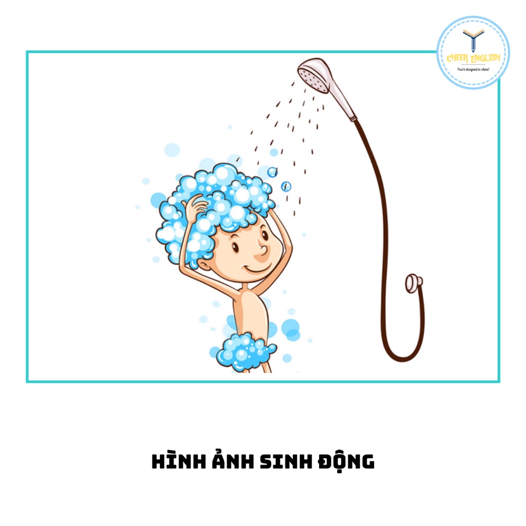 Flashcard Tiếng Anh chủ đề hoạt động hằng ngày thẻ học từ vựng A5 plastic