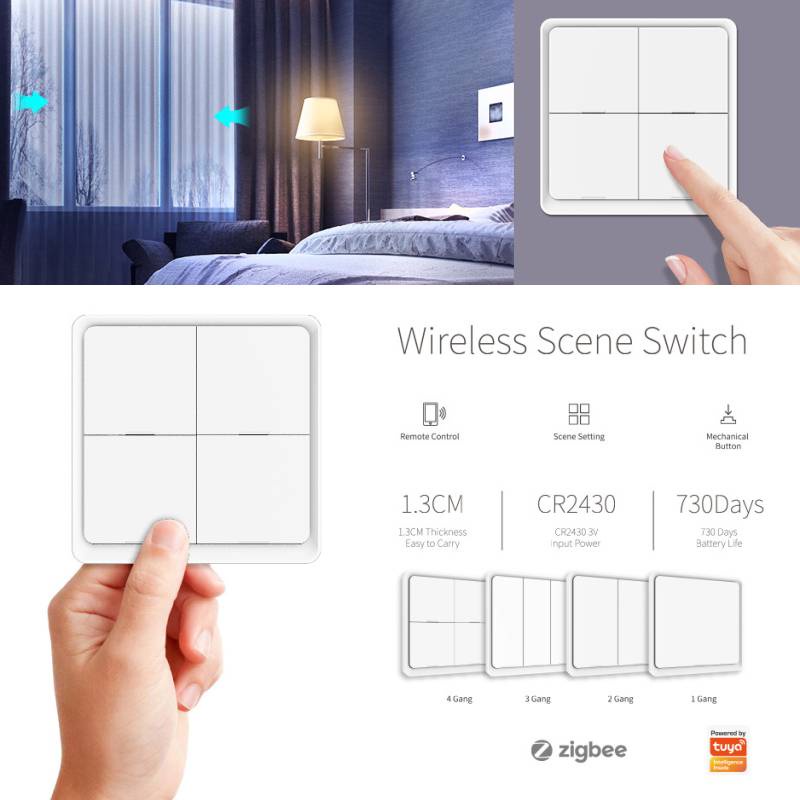 Công tắc thông minh Aubess White Tuya Zigbee 4 chiều Bảng điều khiển hoạt động với Alexa Google Home