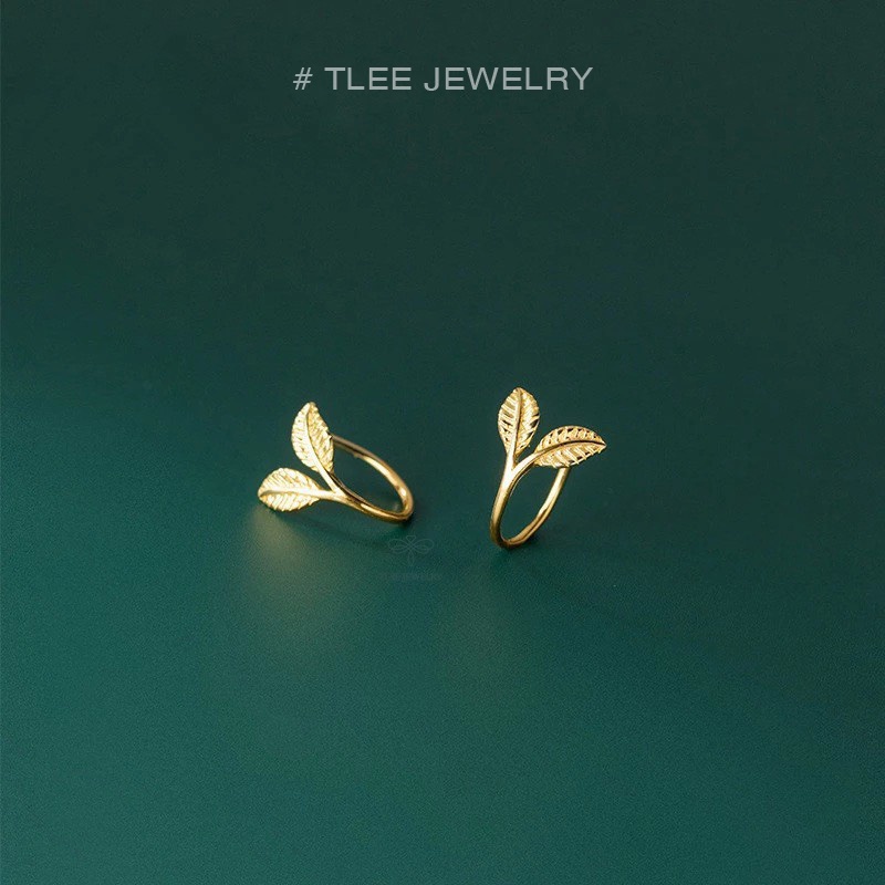 Khuyên tai bạc nữ TLEE lá ổi cá tính đơn giản TleeJewelry B0163
