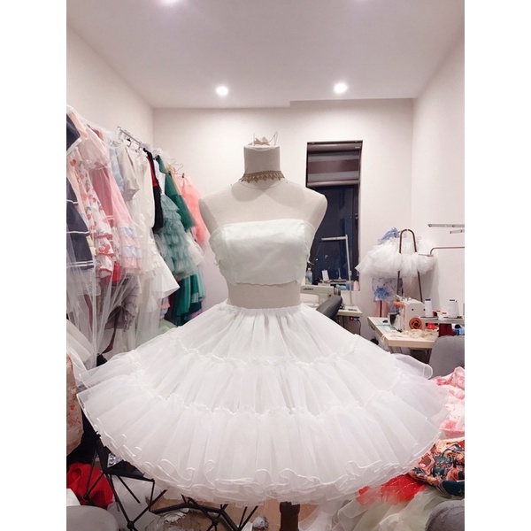 Tùng phồng Lolita A-line siêu phồng chất liệu voan kính 15m mẫu PETTI02 màu đen/ trắng/ xanh/ hồng/ kem