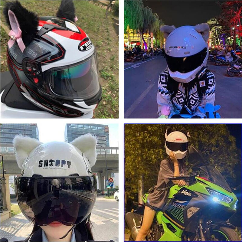 Cat Ear Motorcycle Helmet Accessories Cute Women Knight Helmet Accessories Plush Ear