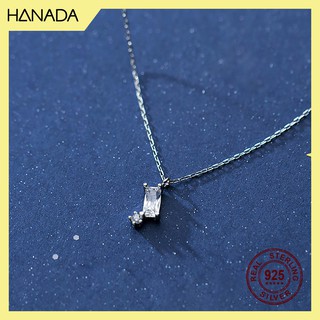 Dây chuyền bạc 925 hanada chữ nhật đá 0182